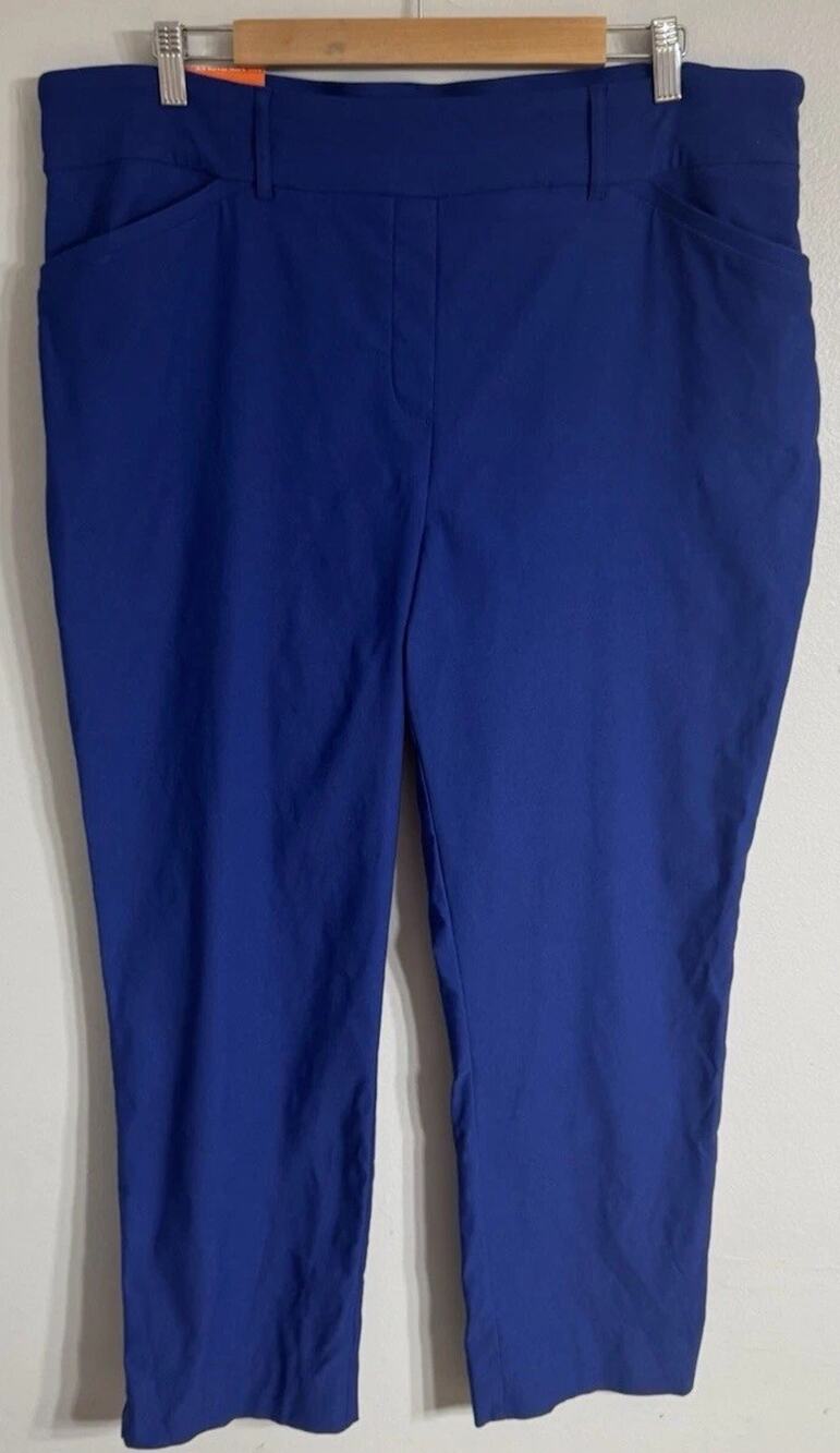 Hilary Radley Pants Women’s XXL Cropped Mid Rise Stretch Blue Slim Leg NEW